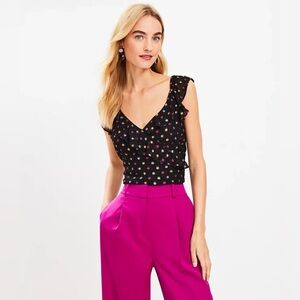 Shimmer Clip Ruffle Crossover Shell